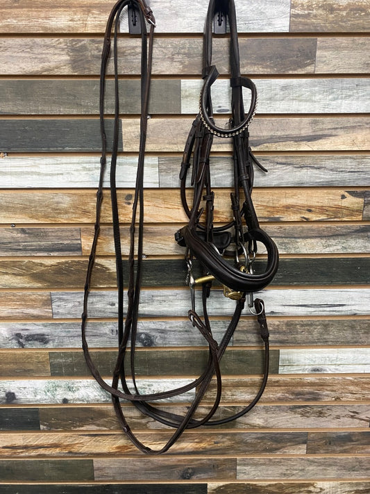 USED Schockemohle Dressage Double Bridle Horse Dark Oil