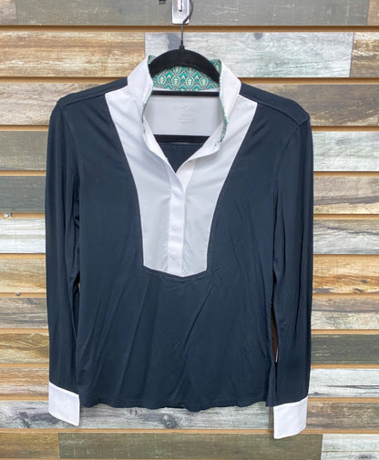 USED Chestnut Bay NWT Ladies LS Riding Top Small Black/White