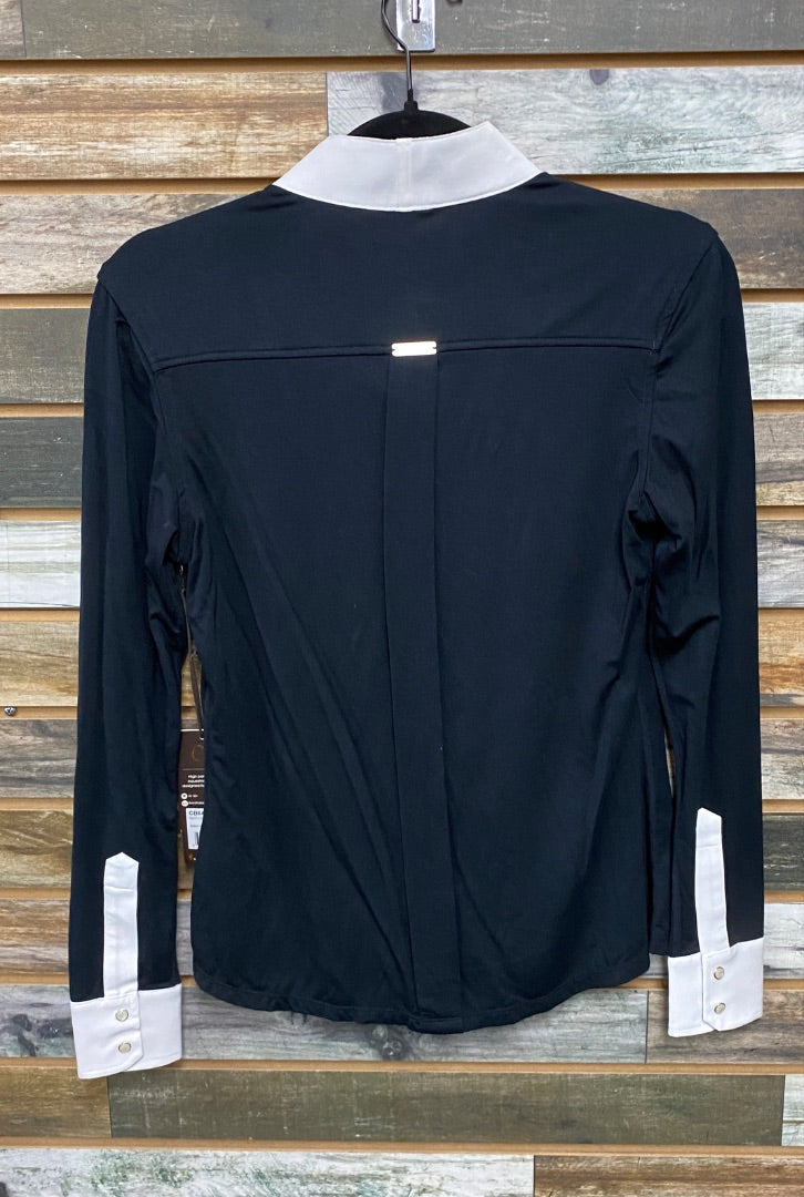 USED Chestnut Bay NWT Ladies LS Riding Top Small Black/White