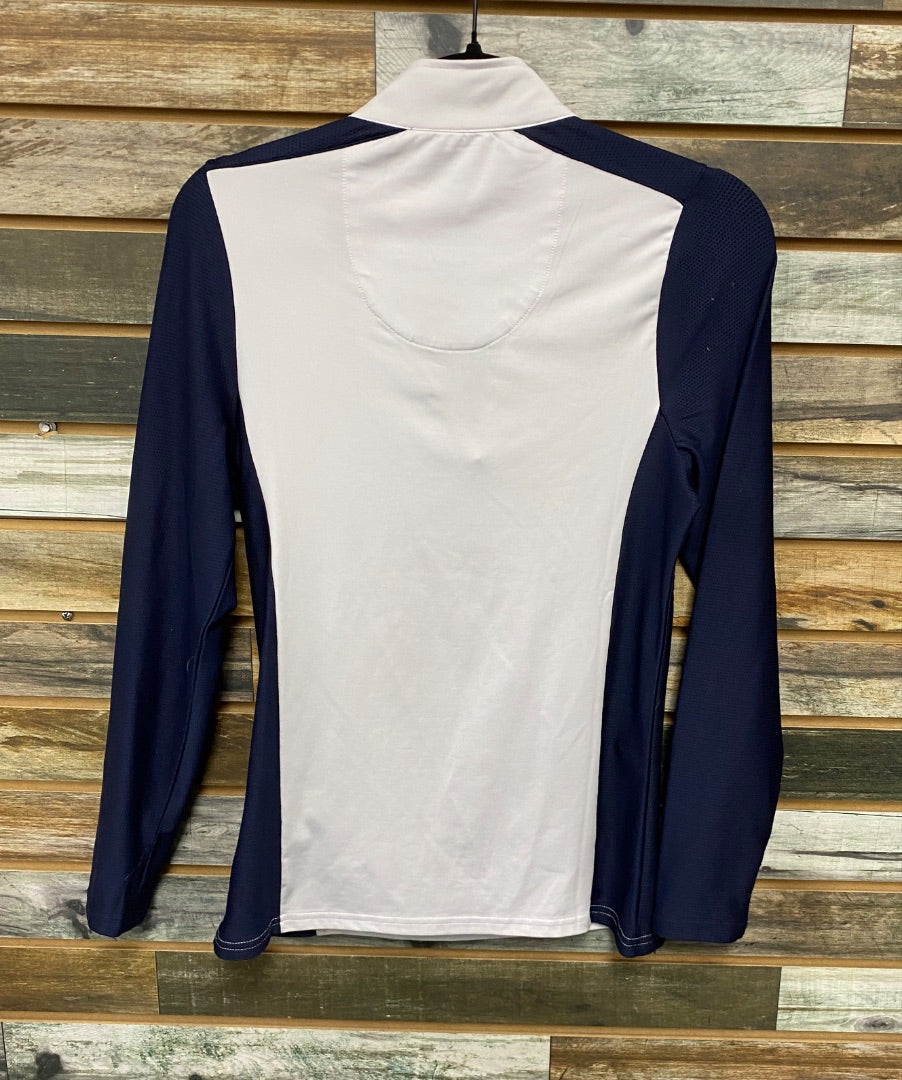 USED Horseware Polo Ladies Riding Top, Long Sleeve, Small Small White/Navy