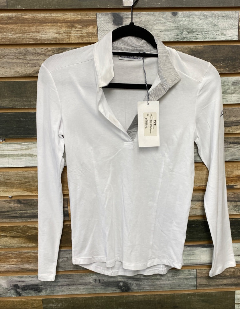 USED  NWT Alessandroalbanese Long Sleeve Top Quarter Zip XS White/Grey