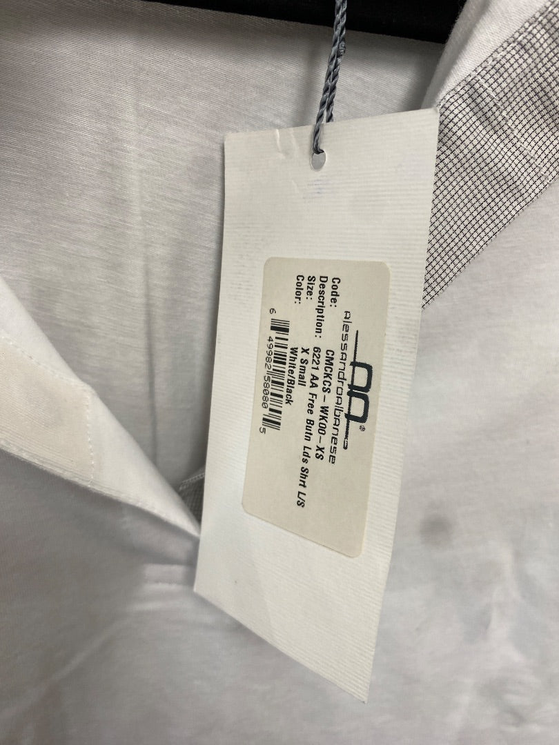 USED  NWT Alessandroalbanese Long Sleeve Top Quarter Zip XS White/Grey