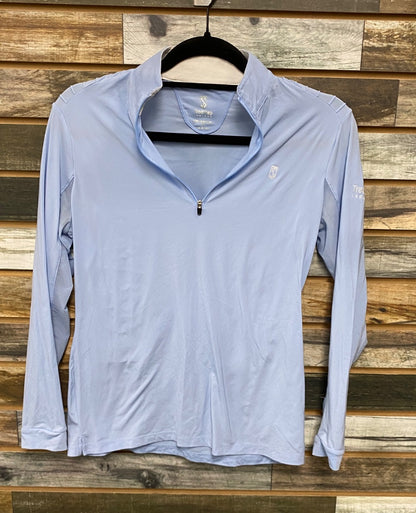USED Tredstep Ladies Long Sleeve Riding Top Quarter Zip XS Sky Blue