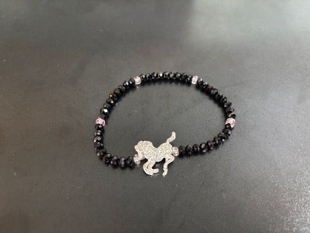 USED  Crystal Horse Bracelet  Black with Silver