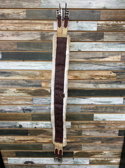USED Golden Horseshoe Equestrian English Girth Fleece 52" Tan/brown