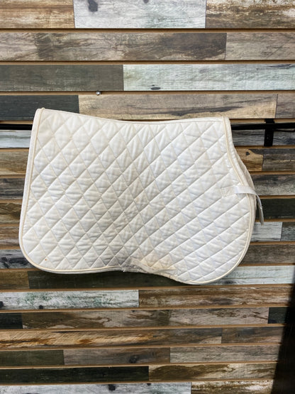USED Golden Horseshoe Equestrian English Saddle Pad AP Horse White