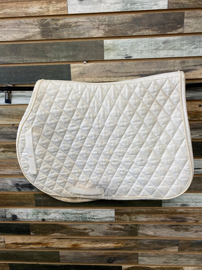 USED Golden Horseshoe Equestrian English Saddle Pad AP Horse White
