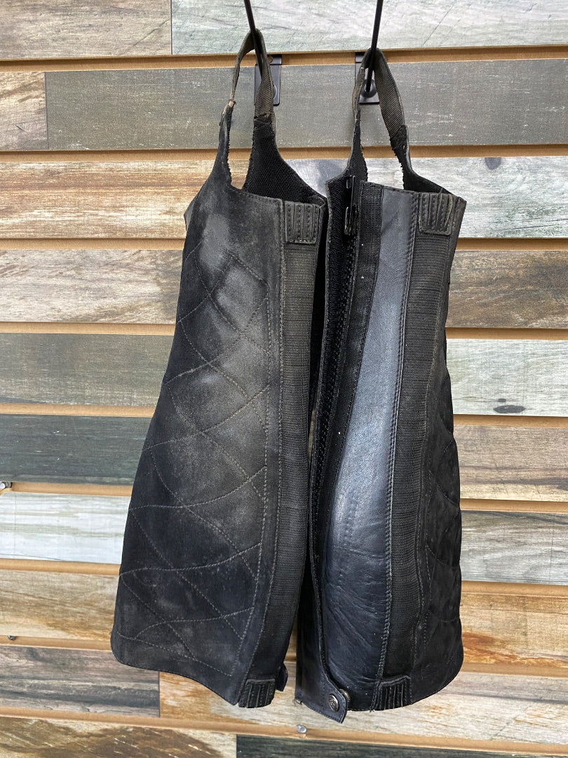 USED Ariat Leather Half Chaps Medium Black