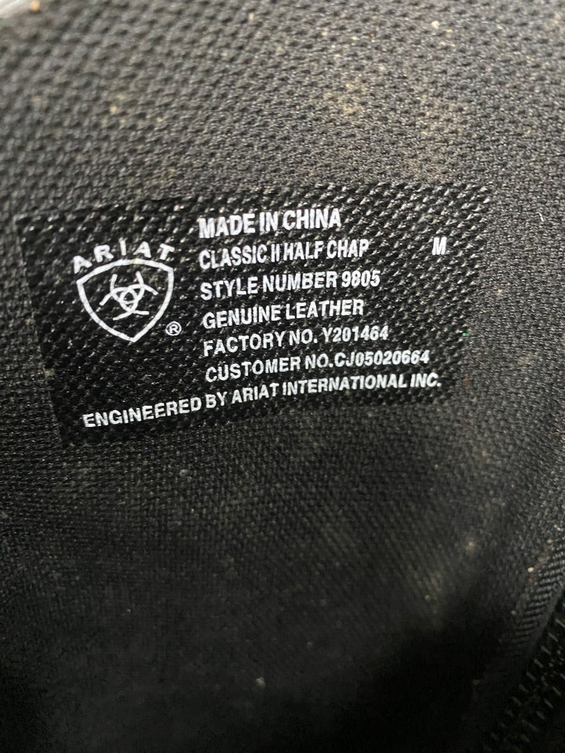 USED Ariat Leather Half Chaps Medium Black
