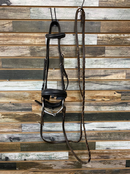USED Golden Horseshoe Equestrian Dressage Bridle w/ Reins & Bit Full Black