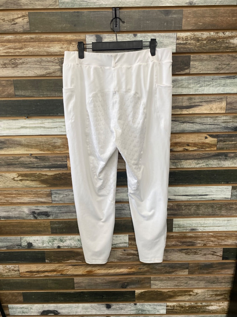 USED White Silicone Full Seat Riding Tights by FitsT4 Size XL