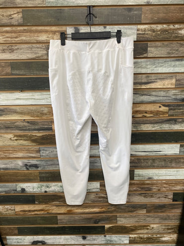 USED White Silicone Full Seat Riding Tights by FitsT4 Size XL