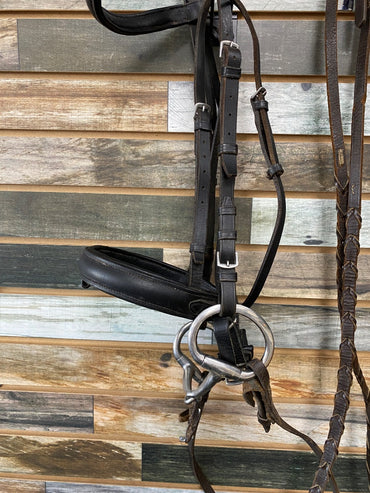 USED Golden Horseshoe Equestrian Dressage Bridle w/ Reins & Bit Full Black