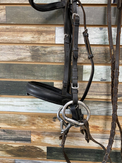 USED Golden Horseshoe Equestrian Dressage Bridle w/ Reins & Bit Full Black