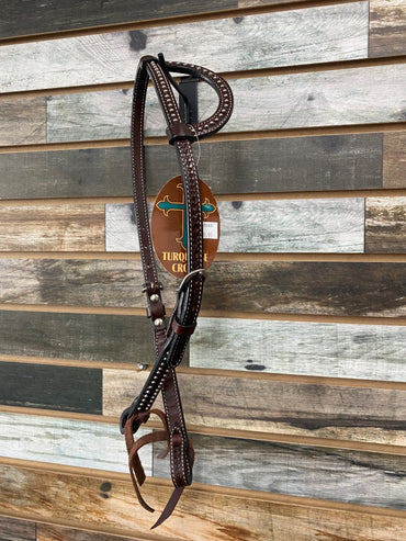 USED (NWT) Turqouise Cross One-Ear Headstall Horse Sized