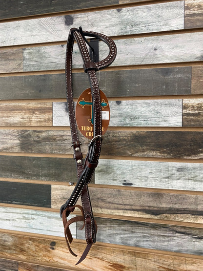 USED (NWT) Turqouise Cross One-Ear Headstall Horse Sized