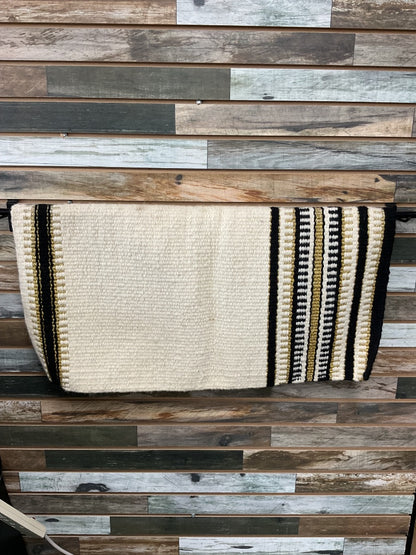 USED Mayatex Western Saddle Blanket  Creme/Black/Gold