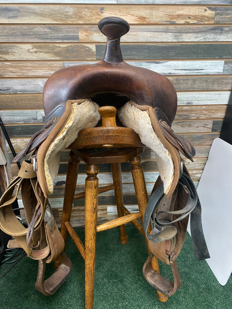 USED BigHorn Partial Synthetic Western Saddle 17" Brown