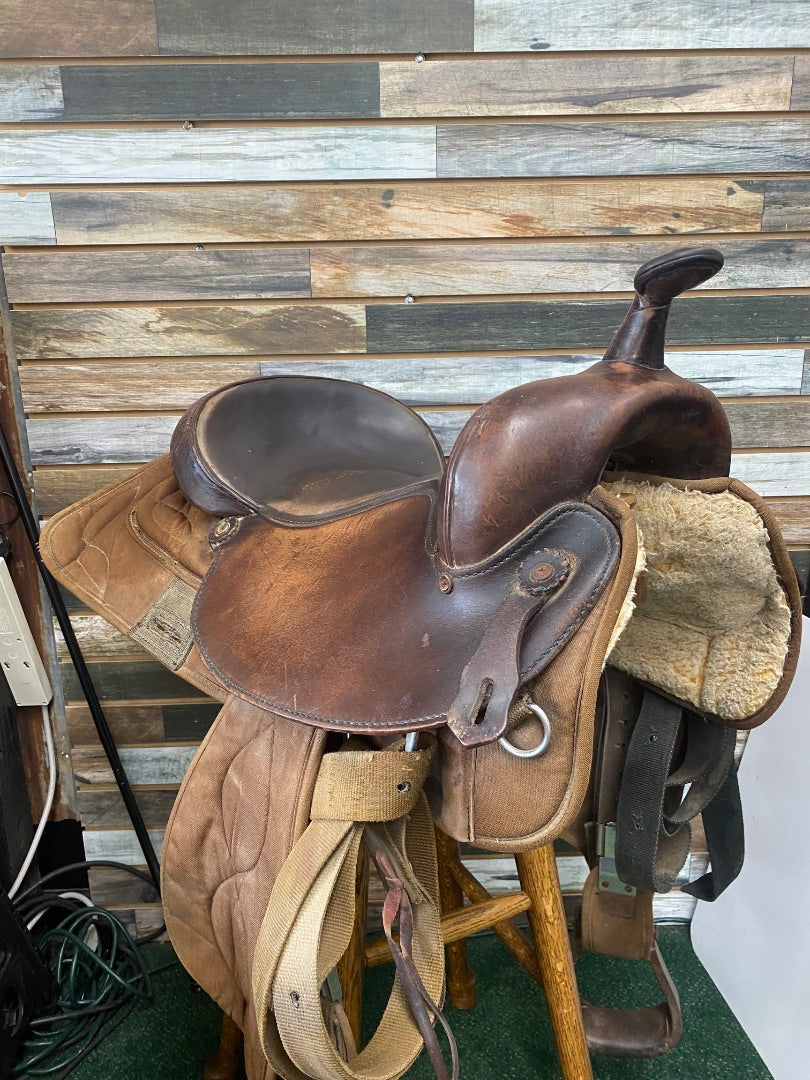 USED BigHorn Partial Synthetic Western Saddle 17" Brown