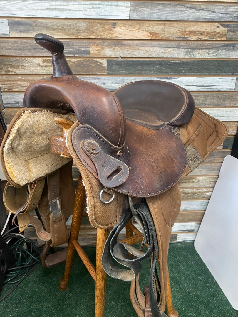 USED BigHorn Partial Synthetic Western Saddle 17" Brown