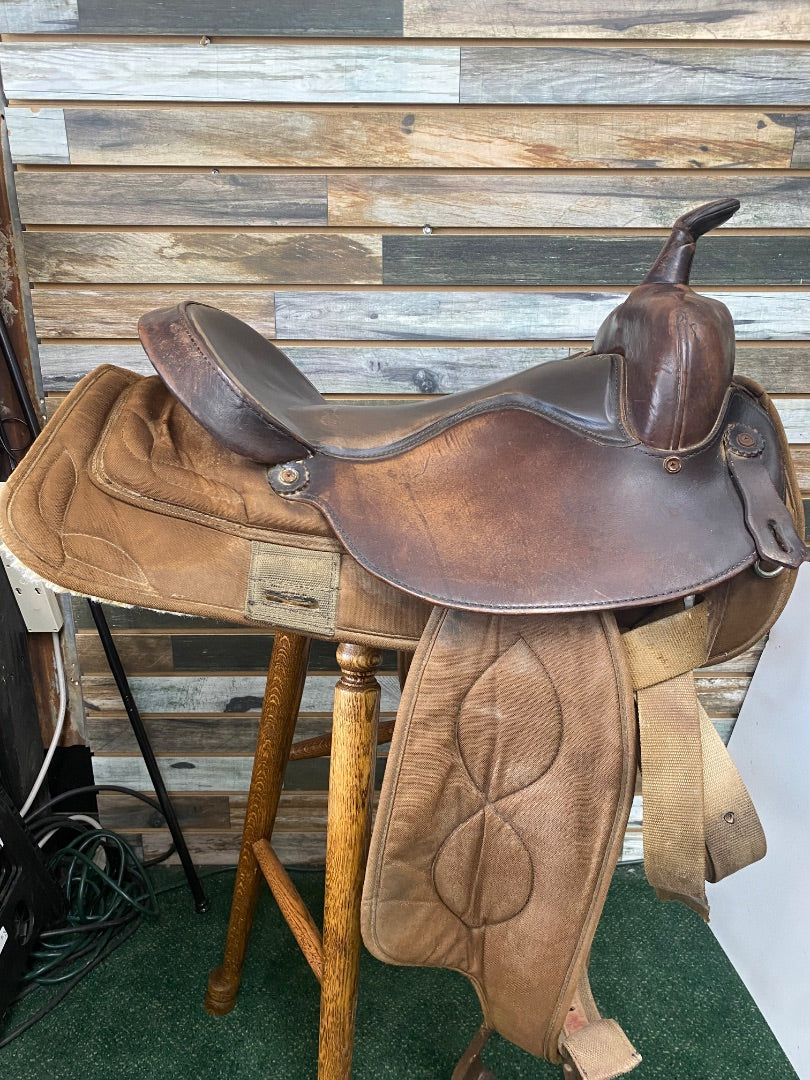 USED BigHorn Partial Synthetic Western Saddle 17" Brown