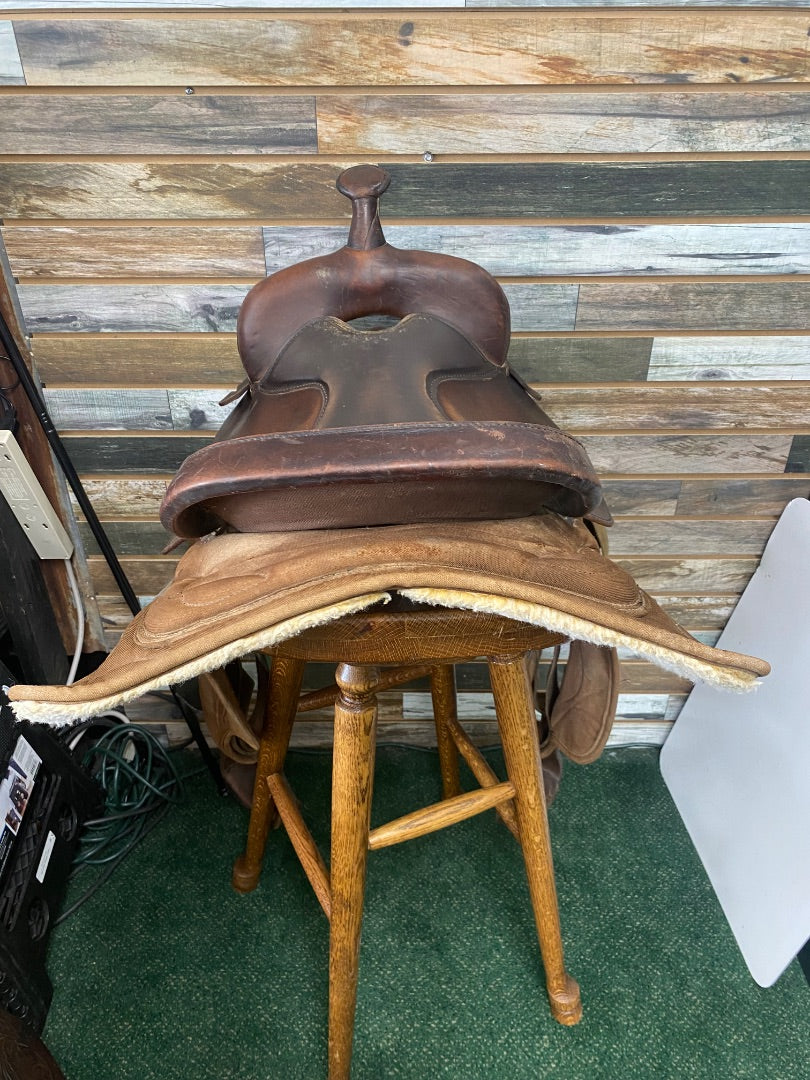 USED BigHorn Partial Synthetic Western Saddle 17" Brown