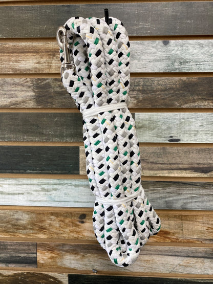 USED (NEW) Tough1 Braided Lunge Line with Green, Grey, and Black Accents
