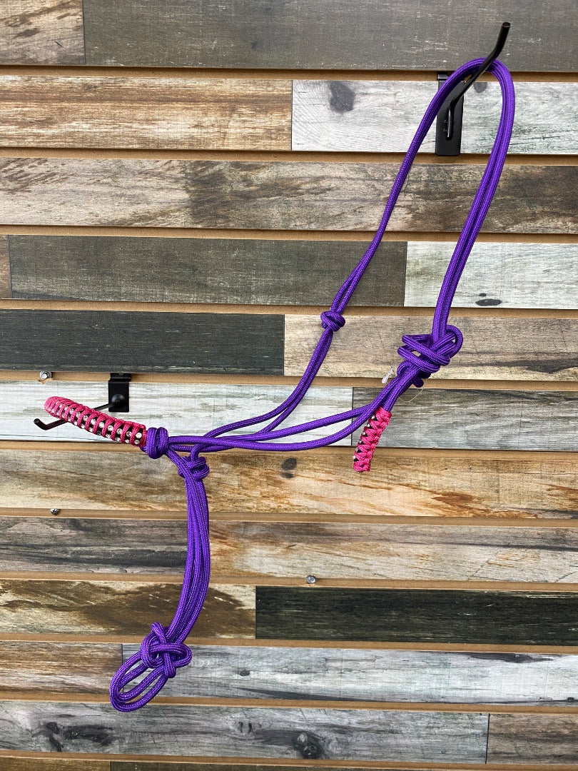 USED (NEW) Tough1 Bling Noseband Rope Halter | Purple/Pink