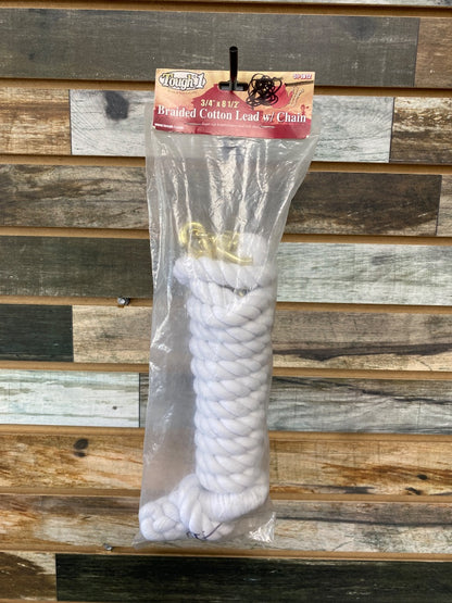 USED (NEW) White Tough1 Braided Cotton Lead w/ Chain