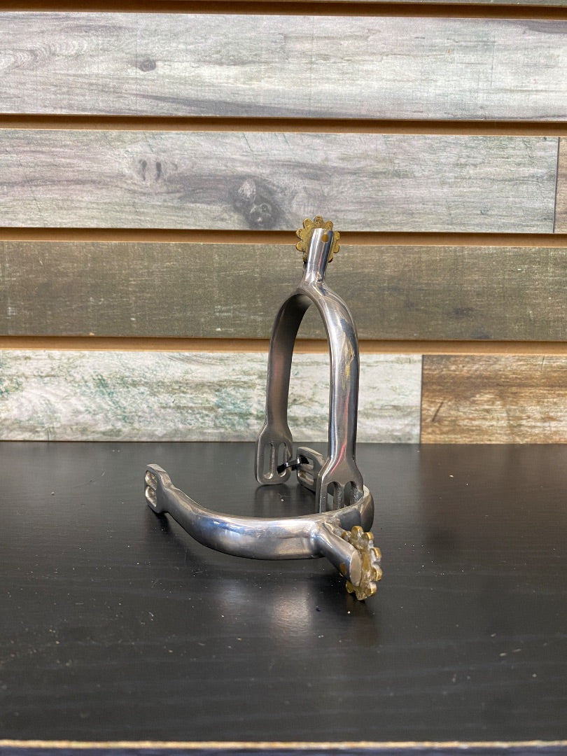 USED (NEW) Tough1 German Dressage Spurs with Roller