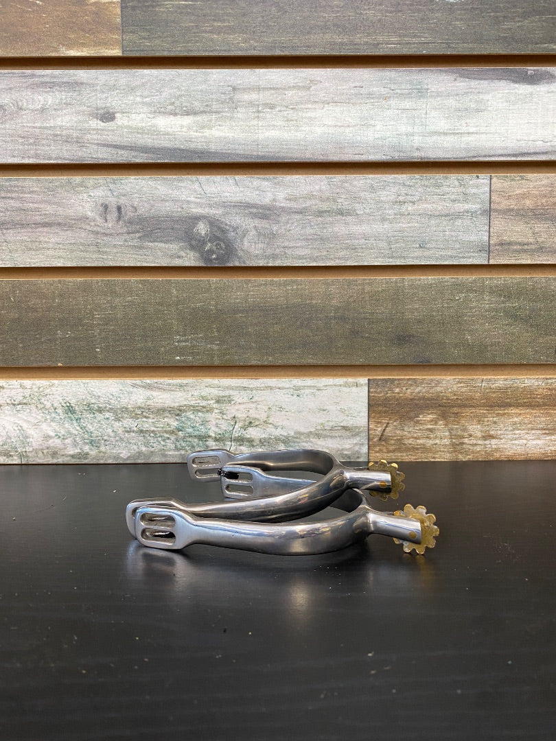 USED (NEW) Tough1 German Dressage Spurs with Roller