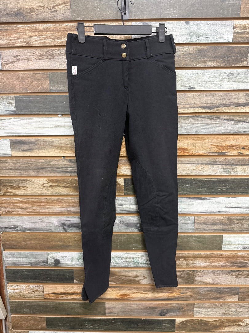 USED Black Tailored Sportsman Trophy Hunter Ladies Breeches | 26R - Velcro Bottom
