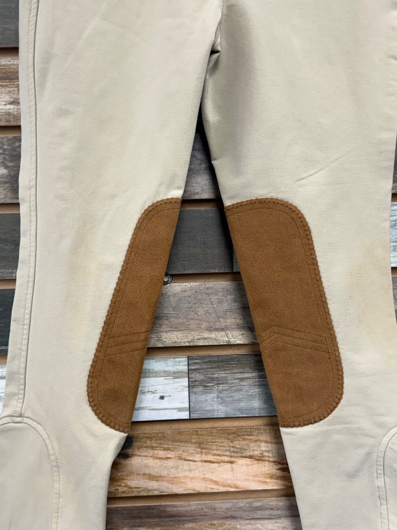 USED Camp Crossrail Knee Patch Breeches 12 Tan