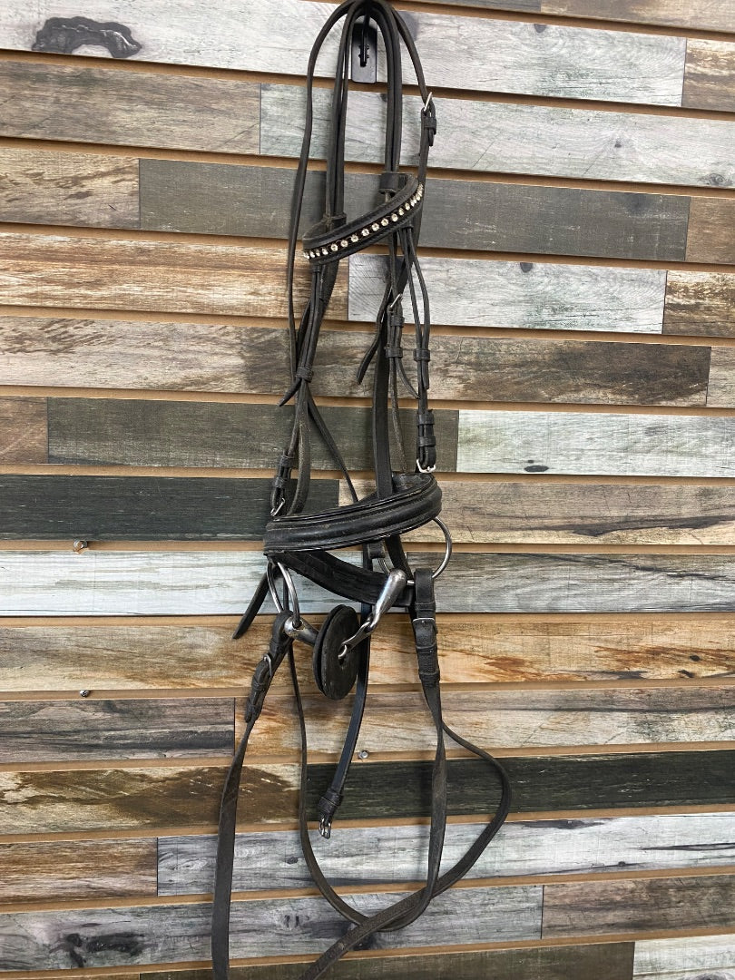 USED Catago Dressage Bridle w/ Reins & Bit Full Black