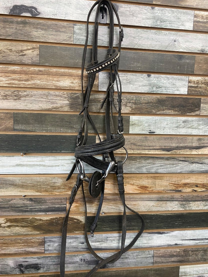 USED Catago Dressage Bridle w/ Reins & Bit Full Black