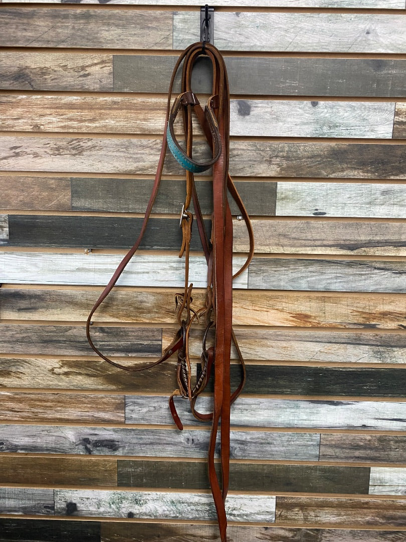 USED  Headstall with Bit and Reins Horse Teal and Light Oil