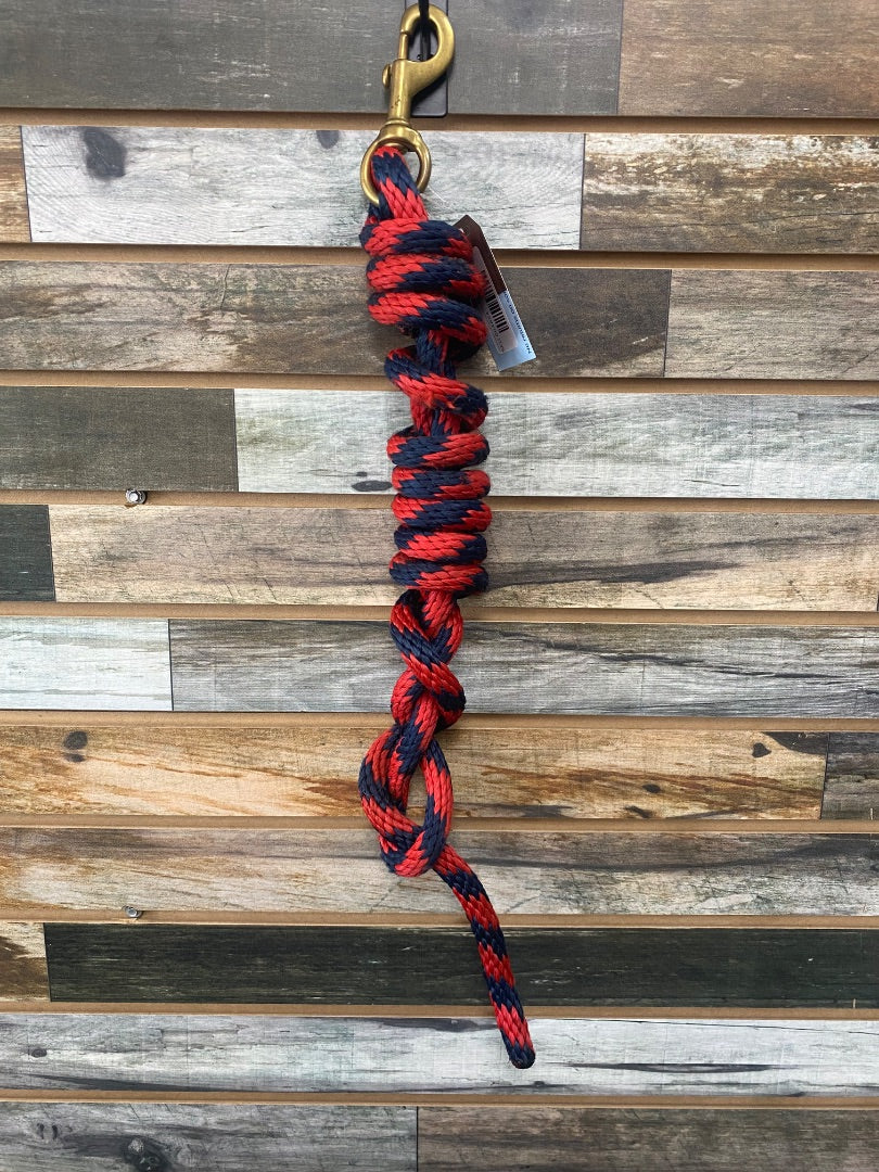 USED Golden Horseshoe Equestrian Nylon Lead Rope 8ft Red/Blue