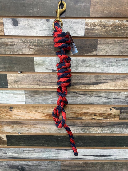 USED Golden Horseshoe Equestrian Nylon Lead Rope 8ft Red/Blue