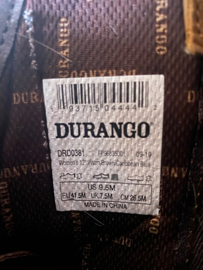 USED Durango Western Boots 9.5M | Brown & Blue Caribbean