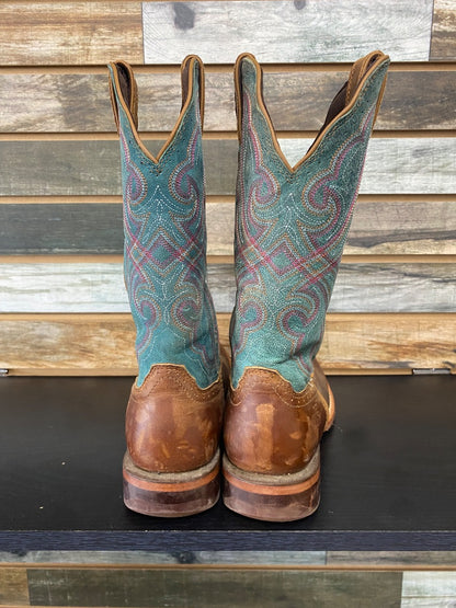 USED Durango Western Boots 9.5M | Brown & Blue Caribbean