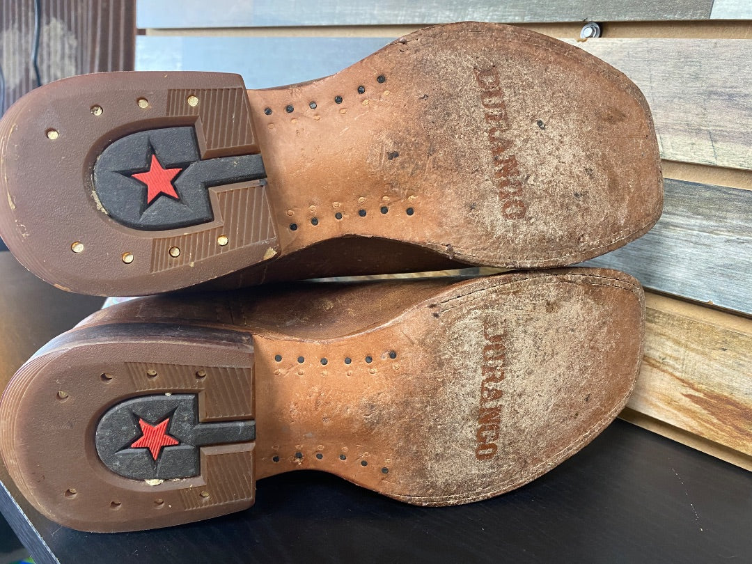 USED Durango Western Boots 9.5M | Brown & Blue Caribbean