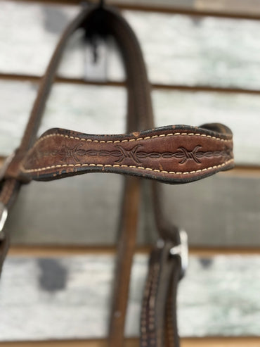 USED Western Headstall Tooled Browband Style