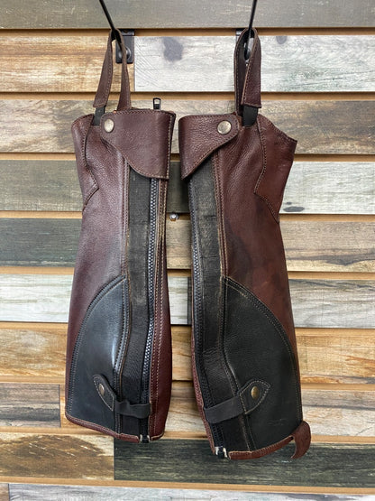 USED Womens Leather Chaps in Black/Brown | M