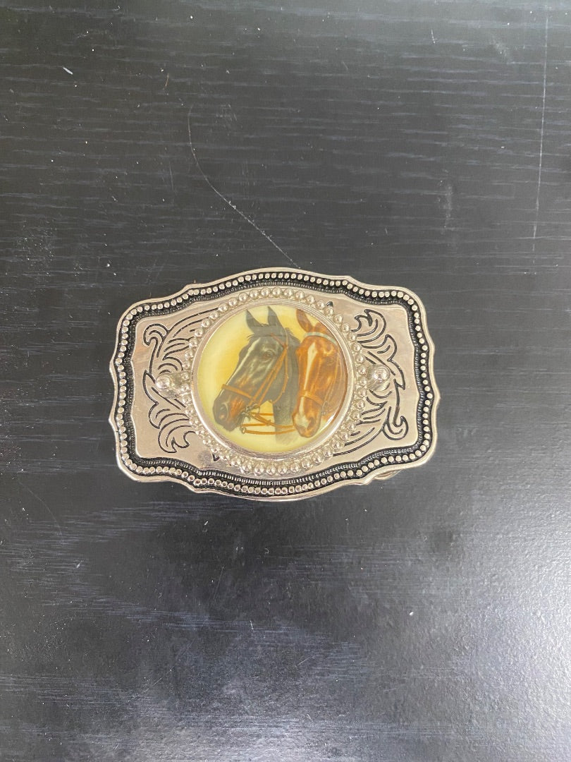 USED  Horse Head Belt Buckle 3" Silver