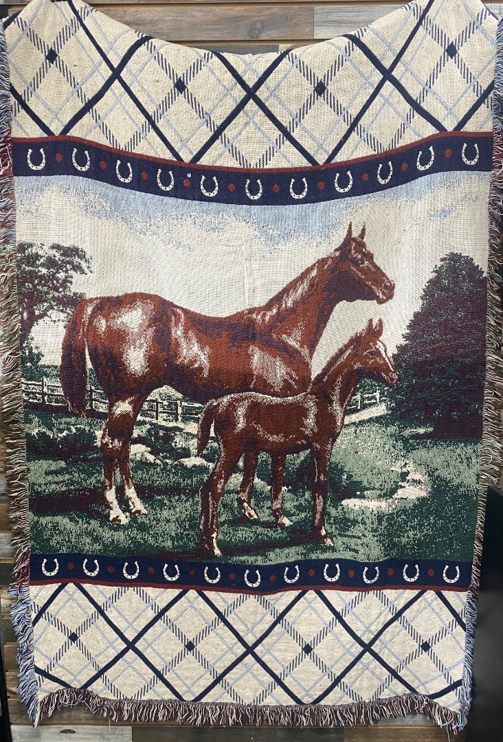 USED  Chestnut Mare & Foal Blanket Large