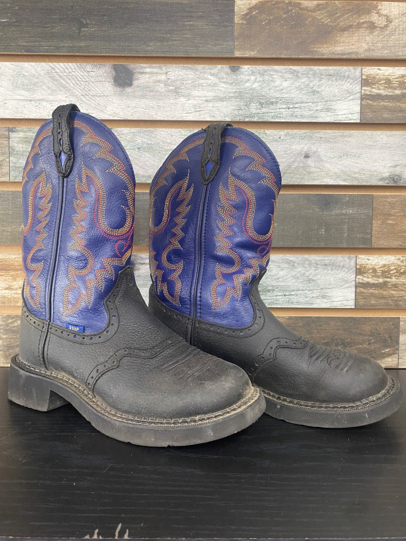 USED Justin Gypsy FFA Ladies Western Boots 7 Navy/Black