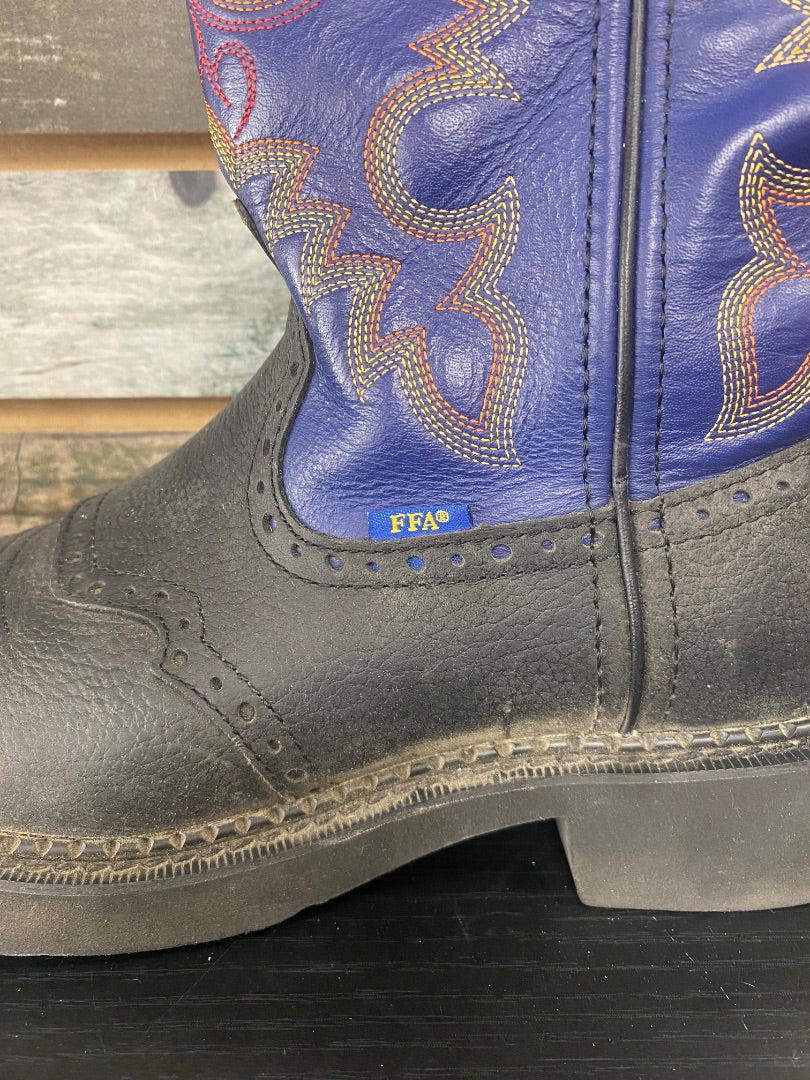 USED Justin Gypsy FFA Ladies Western Boots 7 Navy/Black