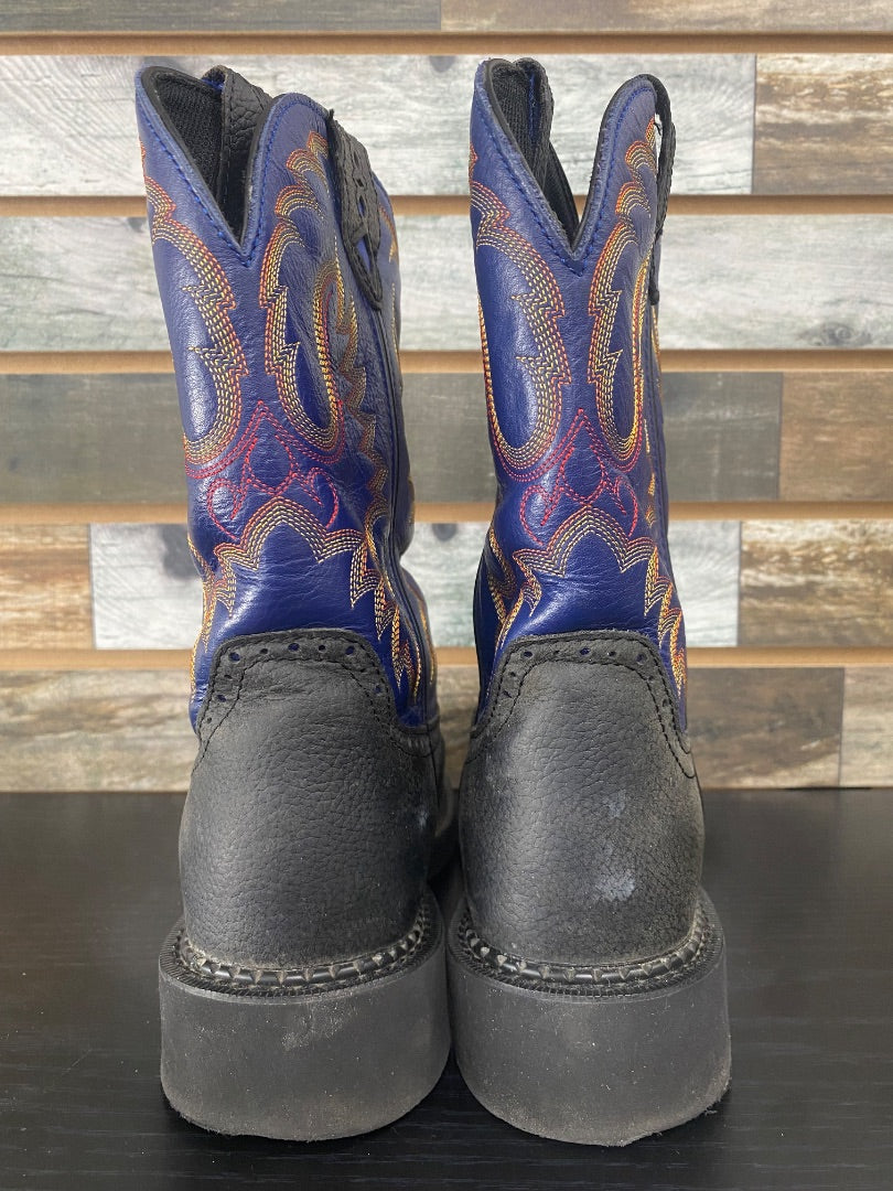 USED Justin Gypsy FFA Ladies Western Boots 7 Navy/Black