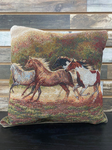 USED Running Horses Throw and Pillow Set