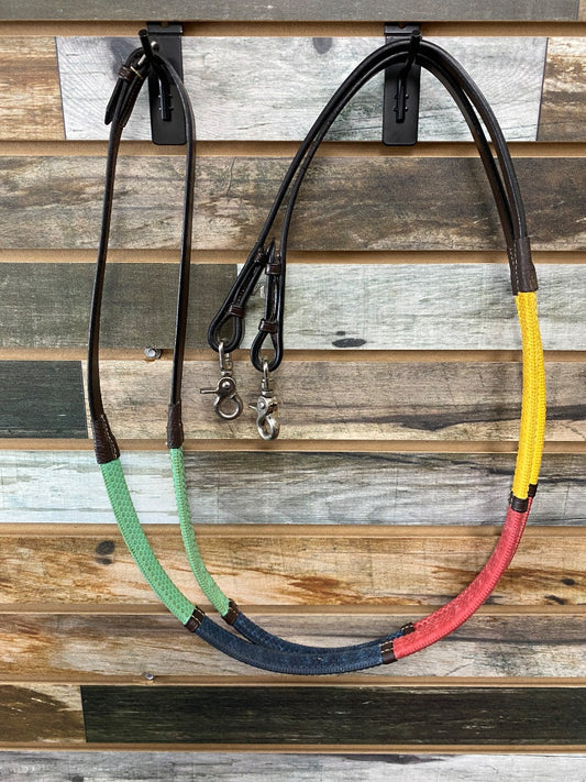 USED  Rubber Schooling Reins  Multicolor
